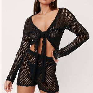 Crochet Tie Front Beach Cover Up Top